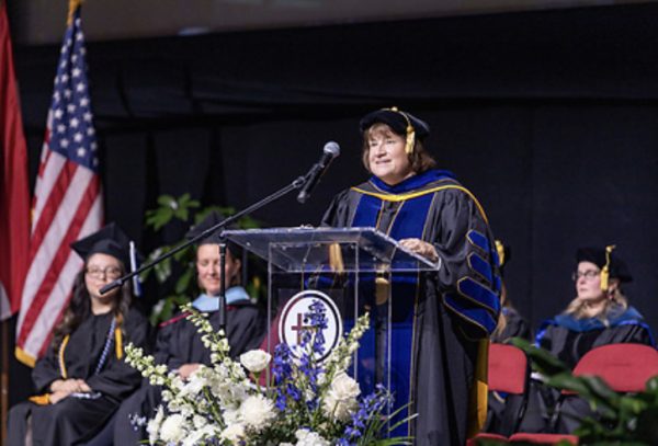 President Sandra Cassady at December 2022 commencement. Photo by Rockhurst University.