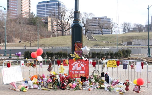 A memorial for those affected by the Kansas City Chief parade shooting outside of Union Station.
