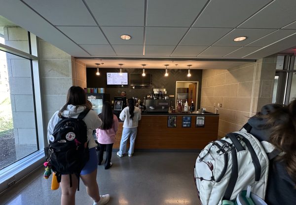 Students order from the Roasterie in the Arrupe Commons.