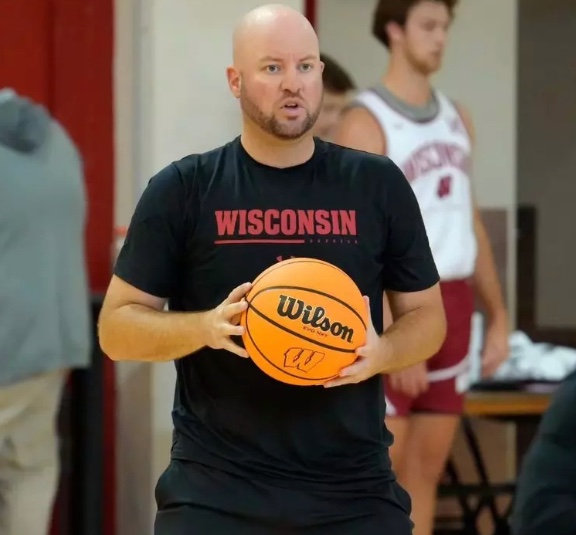 Kyle Blackbourn coaching at the University of Wisconsin. Photo provided by Rockhurst Athletics.