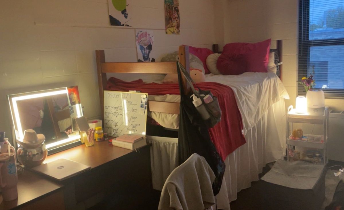 Freshman Elena Hoffman's dorm room in McGee Hall. 