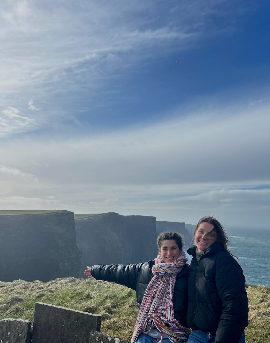 Sarah Gilmore (right) and friend (left) at the Cliffs in Ireland. Photo provided by Sarah Gilmore.